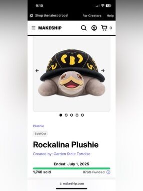 Rockalina Plushie - Black & Gray